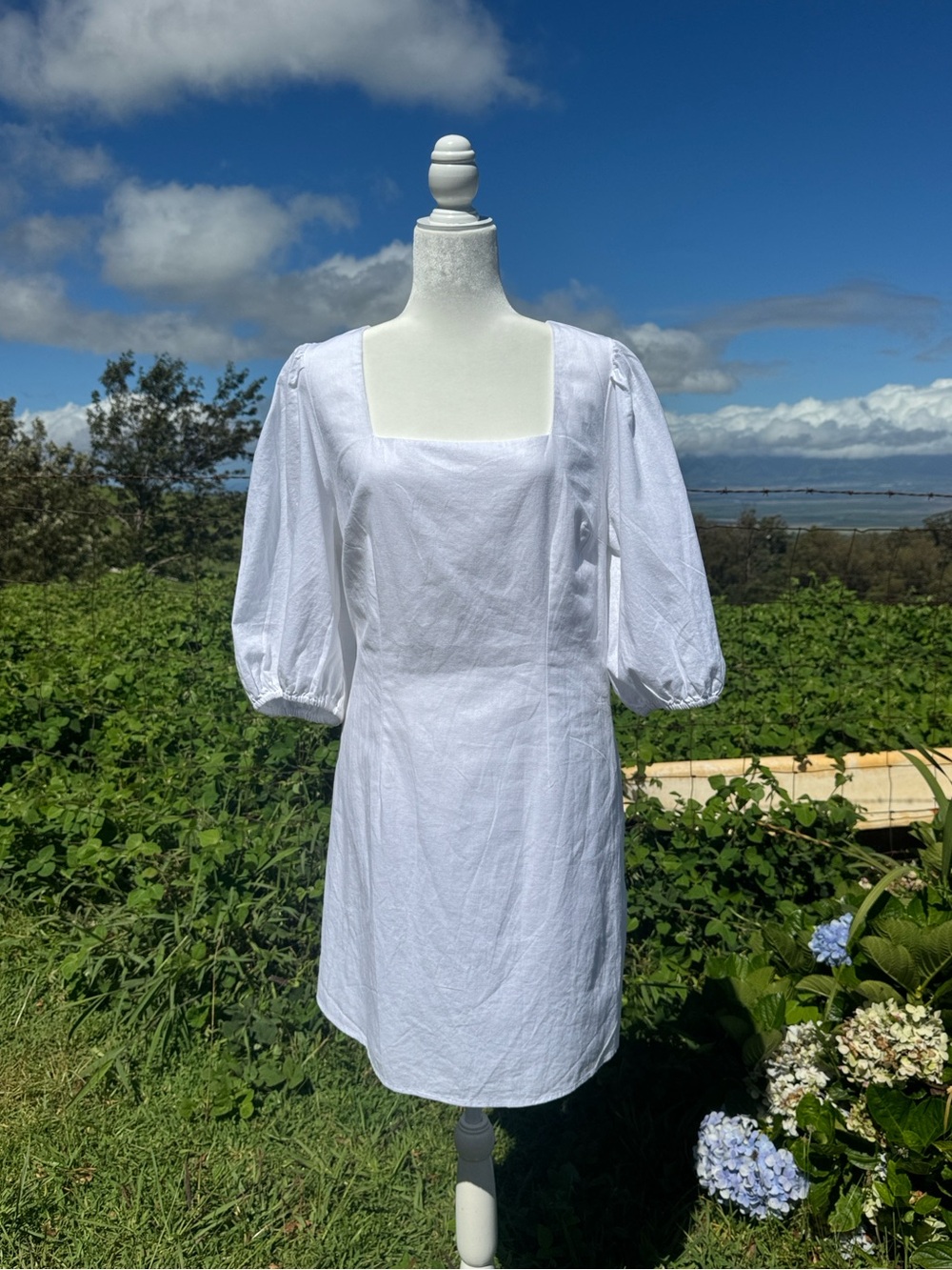 NWT A New Day White Linen Blend Puff sleeve Mini Dress xl
